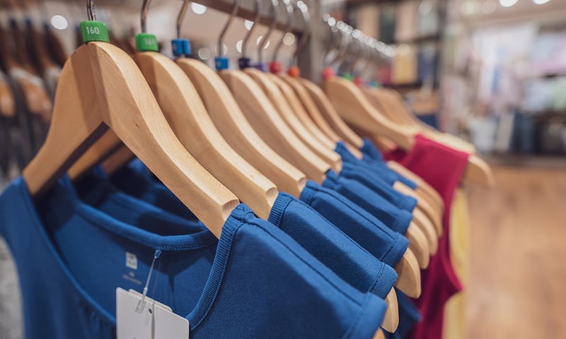 Dress rack at clothing store