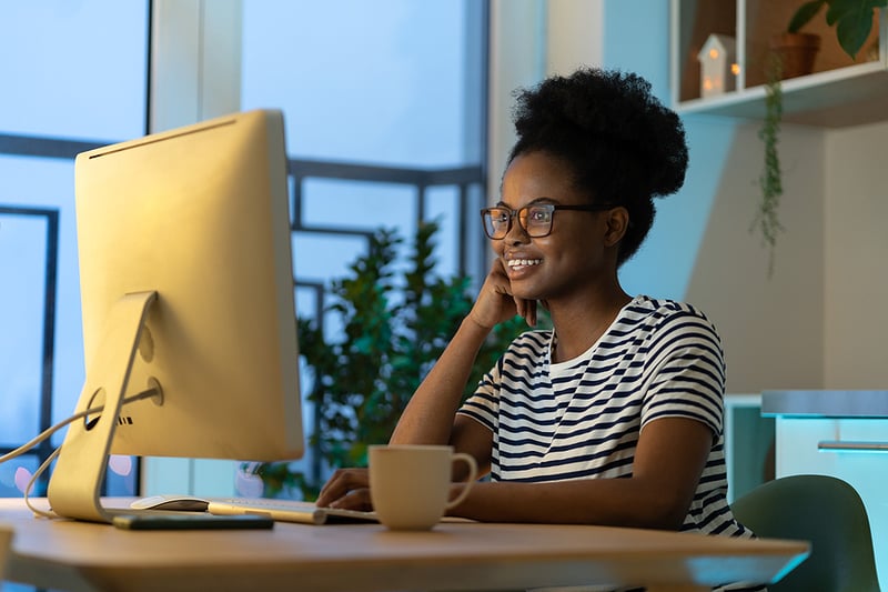 woman freelancer works from home